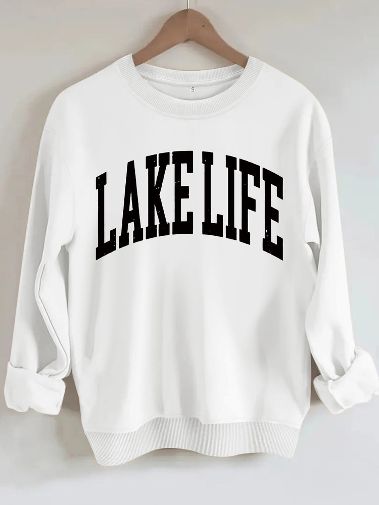 Női pulóver „Lake Life” felirattal