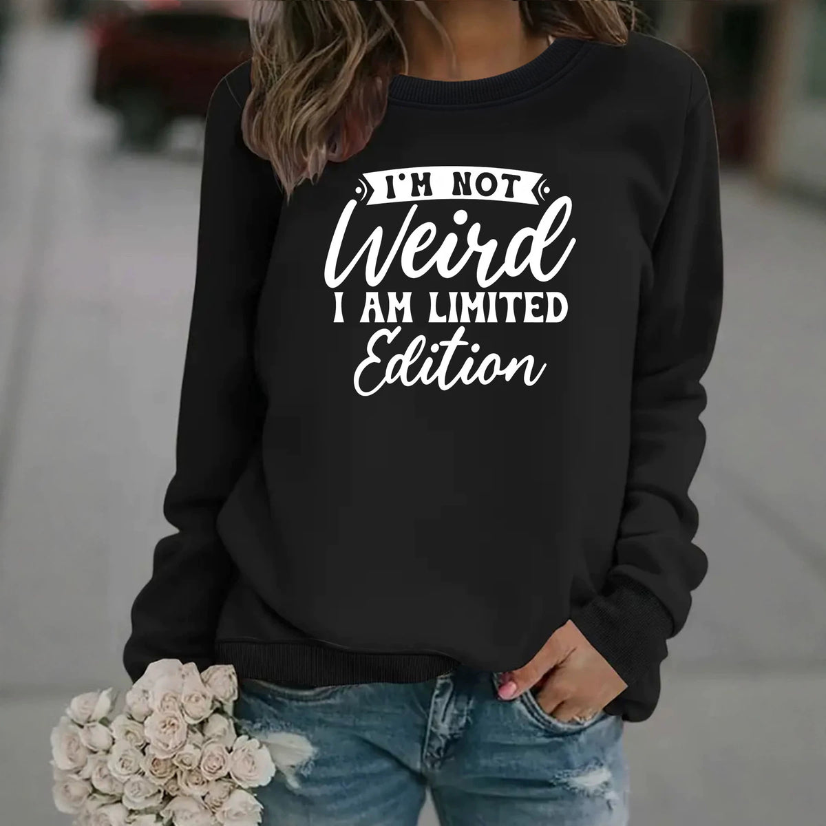 Feliratos női pulóver „Limited Edition” mintával