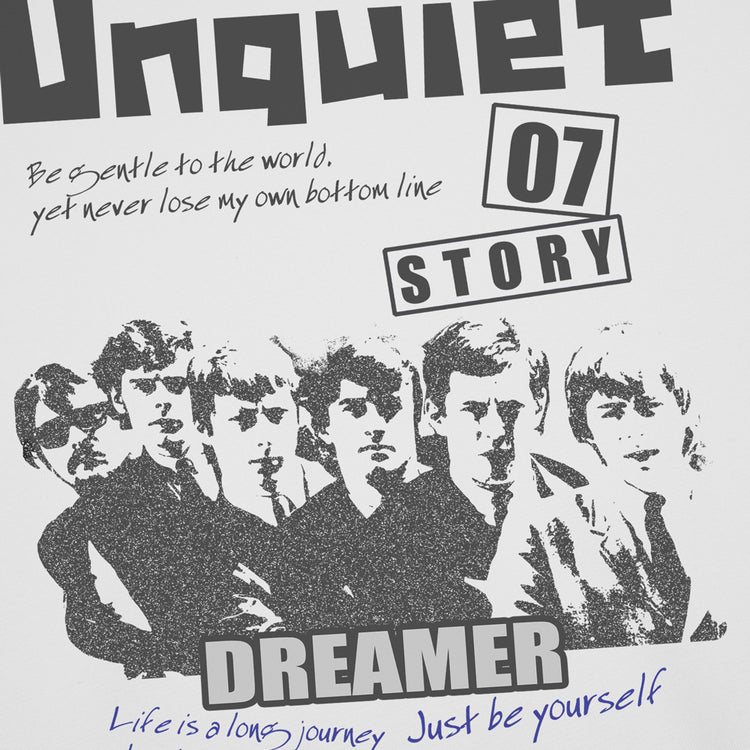 Retró portrémintás pulóver „Dreamer” felirattal