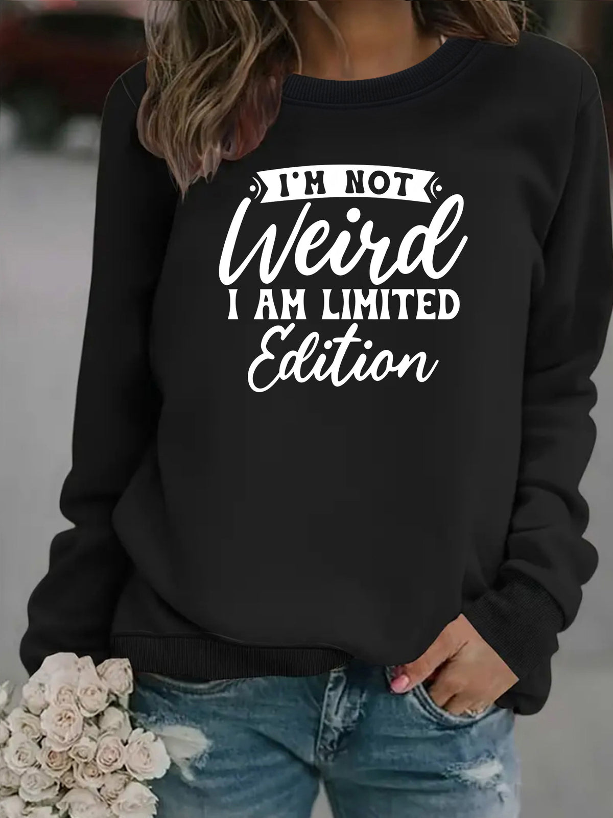 Feliratos női pulóver „Limited Edition” mintával