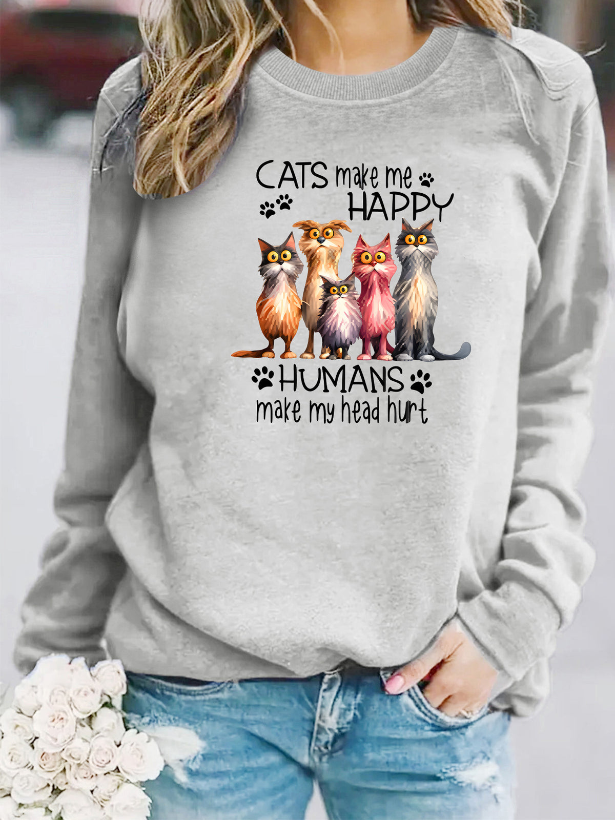 Round neck fleece hoodie