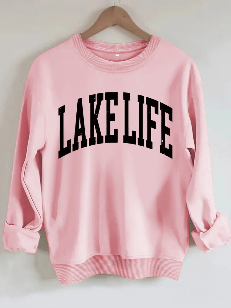 Női pulóver „Lake Life” felirattal