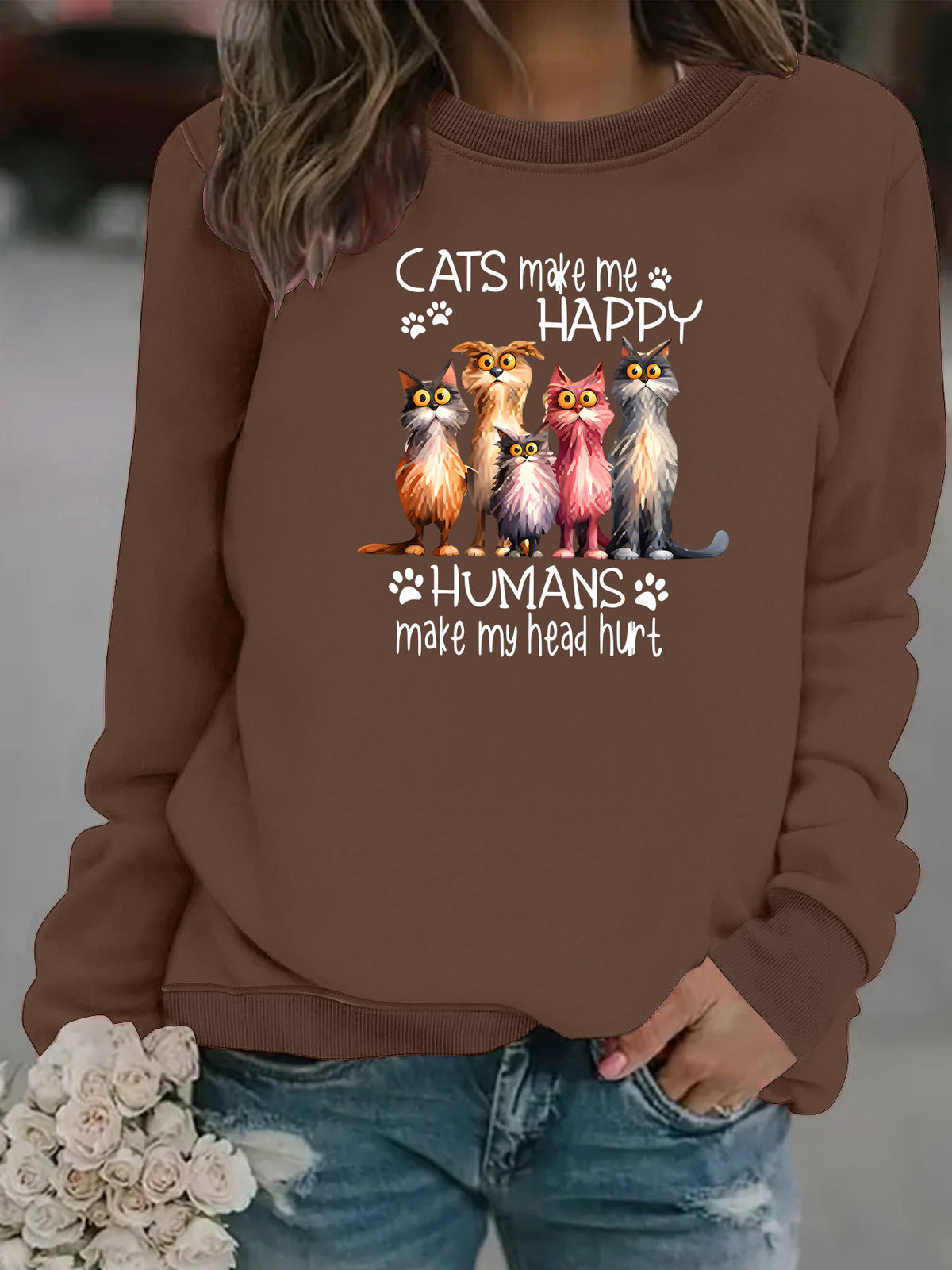 Round neck fleece hoodie