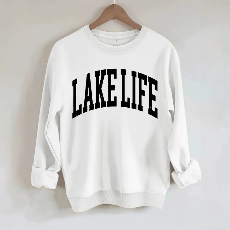 Női pulóver „Lake Life” felirattal
