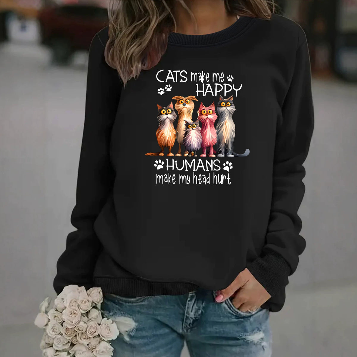 Round neck fleece hoodie