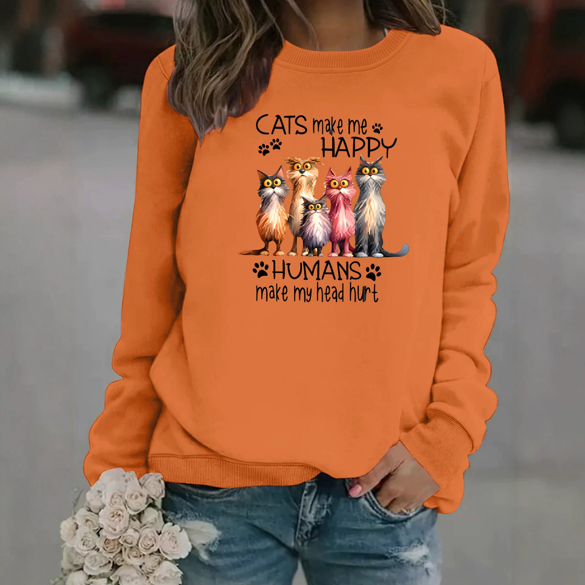 Round neck fleece hoodie