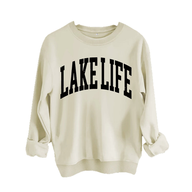Női pulóver „Lake Life” felirattal