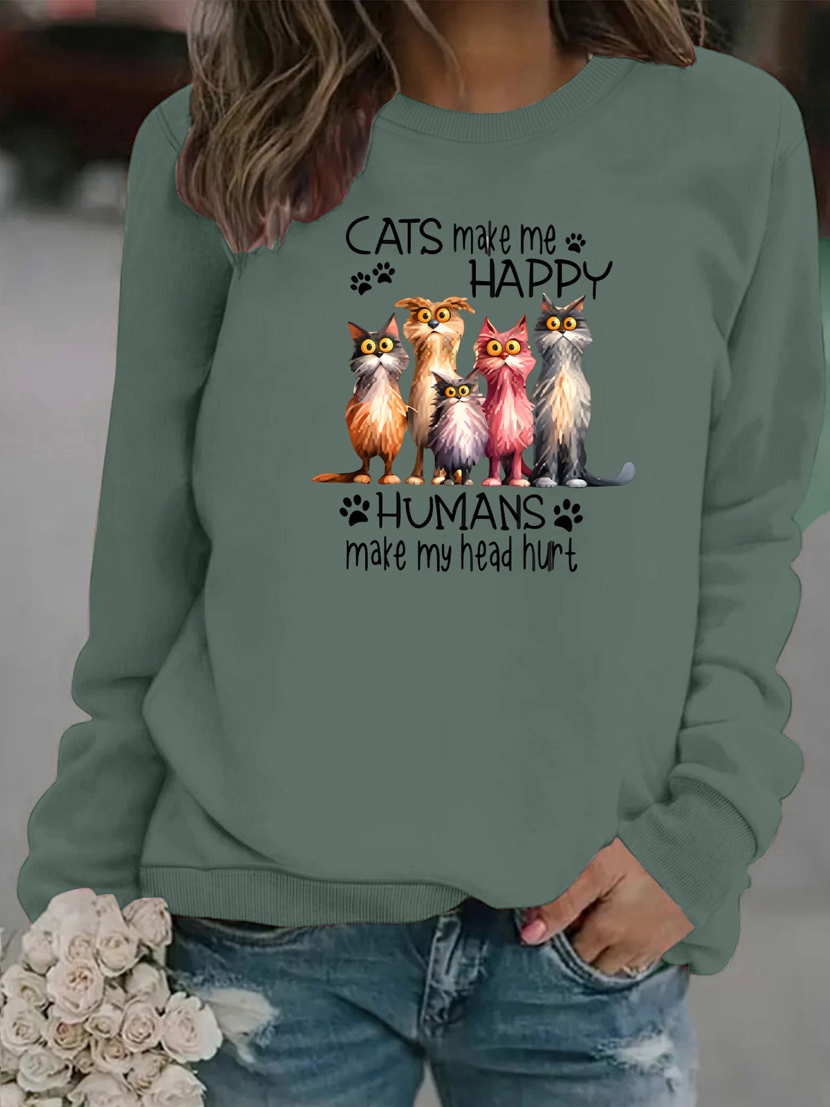 Round neck fleece hoodie