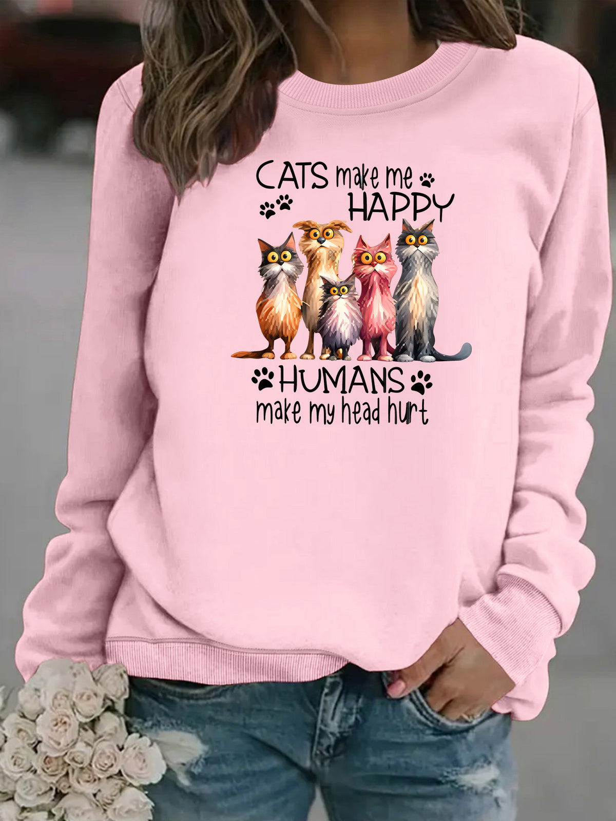 Round neck fleece hoodie