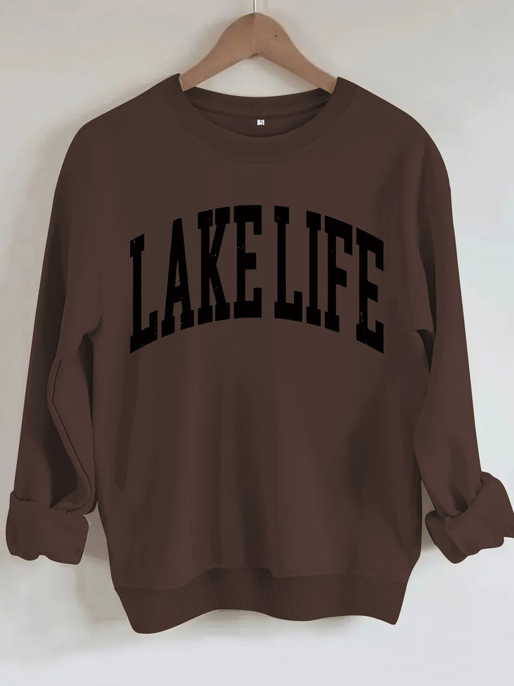 Női pulóver „Lake Life” felirattal