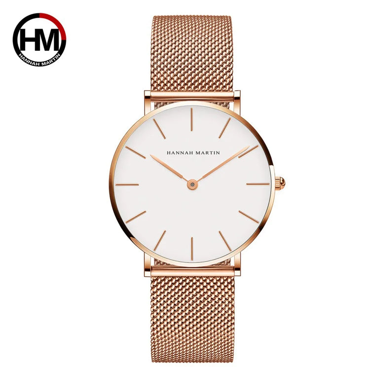 Hannah Martin CC36 women's quartz watch with stainless steel mesh strap