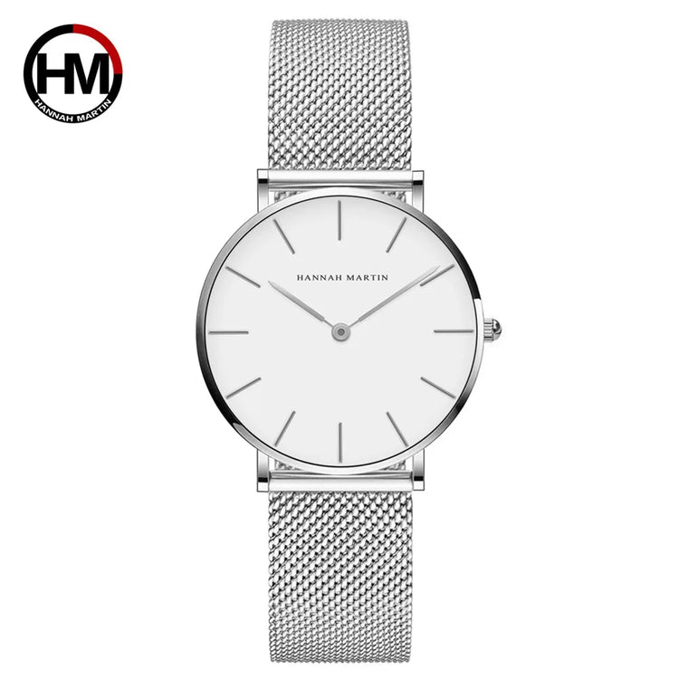 Hannah Martin CC36 women's quartz watch with stainless steel mesh strap