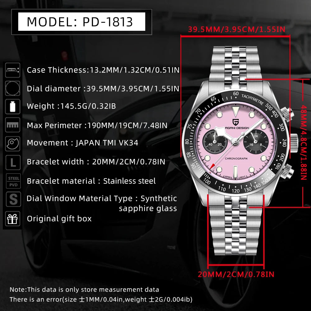 PAGANI DESIGN PD-1813 quartz watch – with stainless steel strap