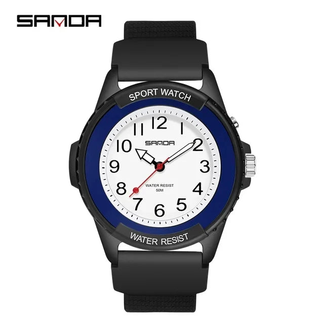 SANDA 6018 unisex quartz watch with a TPU strap