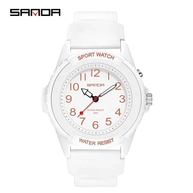 SANDA 6018 unisex quartz watch with a TPU strap