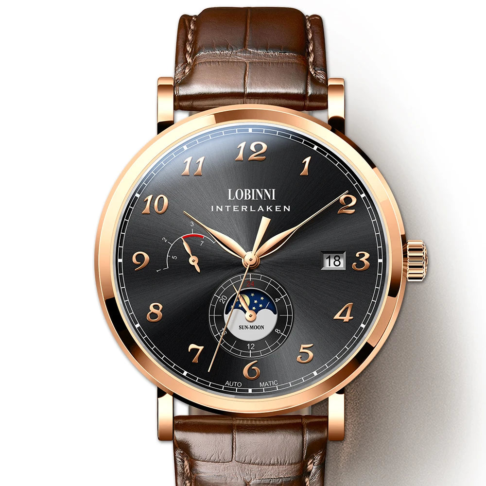 LOBINNI 686009 automatic men’s watch – with sapphire crystal, 42 mm