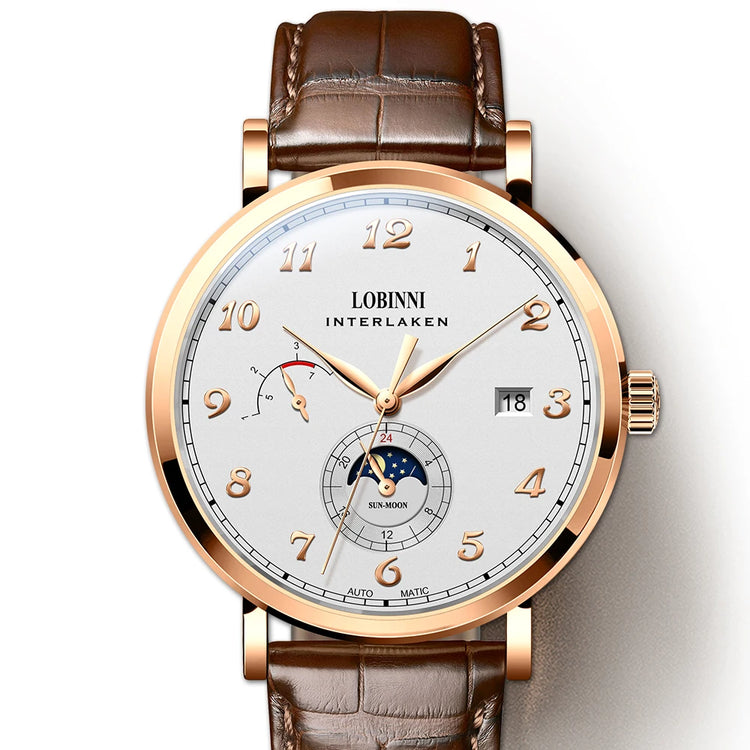LOBINNI 686009 automata férfi karóra – zafírüveggel, 42 mm