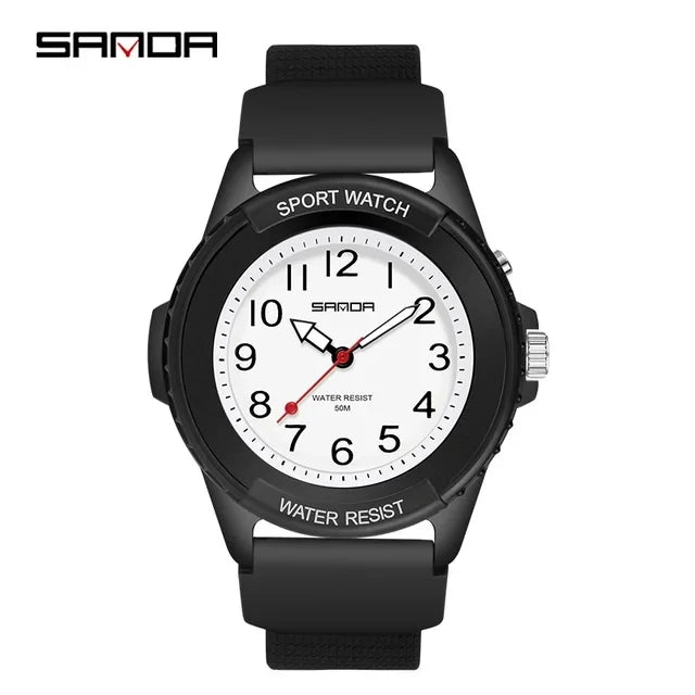 SANDA 6018 unisex quartz watch with a TPU strap