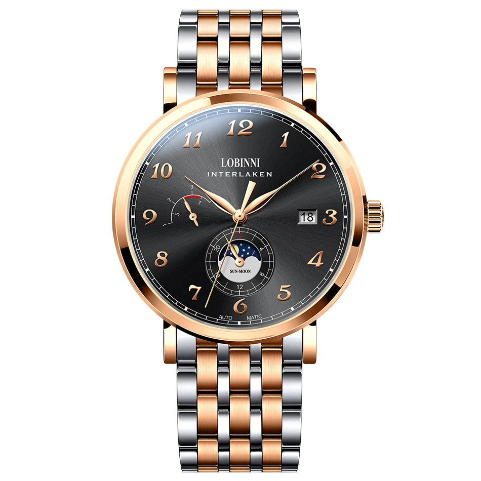LOBINNI 686009 automatic men’s watch – with sapphire crystal, 42 mm