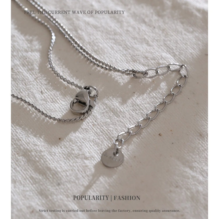 NiNice Stainless Steel Necklace with Round Bead Pendant, Double-Layer Design, Exquisite Gift, New