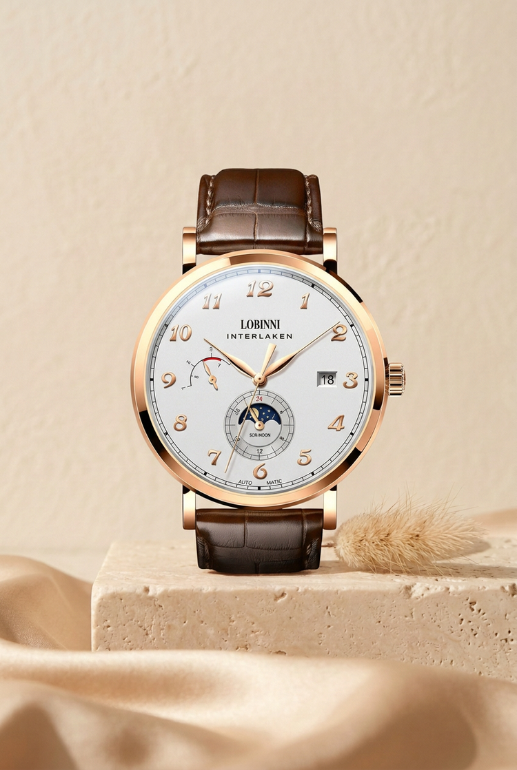 LOBINNI 686009 automata férfi karóra – zafírüveggel, 42 mm