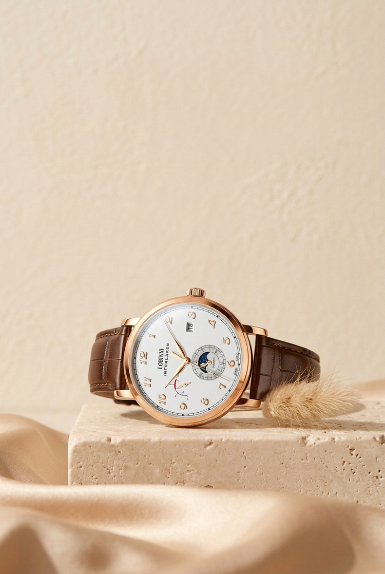LOBINNI 686009 automata férfi karóra – zafírüveggel, 42 mm