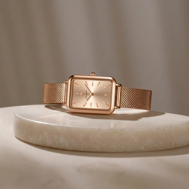 Gohuos 7824 women’s quartz watch with a rectangular case